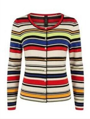 Marc Cain Multicolor Striped Button Front Knit Cardigan